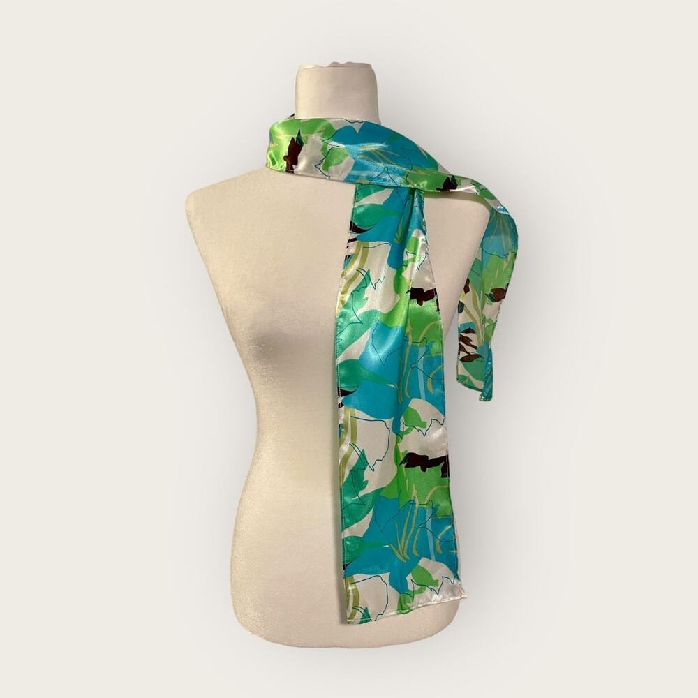 Unbranded Blue Green Satin Rectangle Scarf